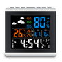 Loskii DC-005 Digital Wireless Colorful Screen Clock USB Backlit Weather Station Thermometer Hygrometer Alarm Clock Temperature Gauge with Calendar Vioce-Activated Three Clock Function