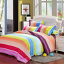 Polyester Colorful Stripes Single Queen King Reactive Bedding Set Bed Sheet Duvet Cover Pillowcase