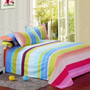 Polyester Colorful Stripes Single Queen King Reactive Bedding Set Bed Sheet Duvet Cover Pillowcase