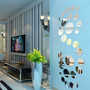 Honana DX-Y4 28Pcs Cute Silver DIY Circle Mirror Wall Stickers Home Wall Bedroom Office Decor