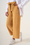 Belt Detailed Loose Almond Green Trousers Wide Leg Trousers Ins Retro Teens Harajuku Hip-hop All-match Unisex Streetwear