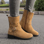 Plus Size 35-43 Faux Suede Ankle Boots Women Snow Shoes Buckle Motorcyle Boots Plush Warm Botas mujer Low Heel 2020 Winter