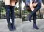 Fashion Autumn Women High Heels thigh high boots Female Shoes Hot Over The Knee Boots Peep Toe Cowboy Boots Denim shoes
