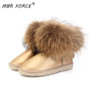 MBR FORCE Fashion Thick Natural Fox fur Snow Boots Women  Boots Real Leather Waterproof Winter Warm Snow Boots Ankle Boots
