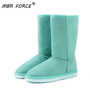 MBR FORCE Genuine leather Fur Snow boots women High quality Australia Boot Winter Boots for women Warm girls shoes Green Lake