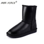 MBR FORCE Classic Sheepskin Leather Wool Fur Lined Women Mid-calf Winter Boots for Woman Basic Snow Boots Shoes Waterproof woman