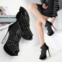 Drop Shipping High-heeled hollow mesh fish mouth shoes nightclub sexy cross strap sandals female