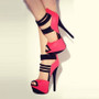 SHOFOO shoes,Beautiful and fashionable women's shoes,  black strap,about 14.5 cm high heel sandals, ladies sandals. SIZE:34-45