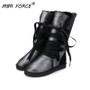 MBR FORCE New High Quality Waterproof Classic  Snow Boots Genuine Leather Fur Women Boots Fashion Warm Winter Boots US 3-13