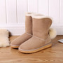 MBR FORCE Sheepskin Leather Wool Fur Lined Suede Casual Winter Boots for Women Snow Boots Fox Fur Pom-pom Star Tassels Dusk Grey