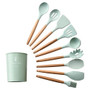 9/10/12PCS Silicone Cooking Utensils Set Non-stick Spatula Shovel Wooden Handle Cooking Tools Set With Storage Box Kitchen Tools