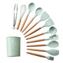 9/10/12PCS Silicone Cooking Utensils Set Non-stick Spatula Shovel Wooden Handle Cooking Tools Set With Storage Box Kitchen Tools