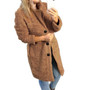 Women's Plush coat autumn winter Women Button Jacket Casual Warm turndown collar fur Outwear Mid-Length Woolen jackets