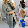 Women's Plush coat autumn winter Women Button Jacket Casual Warm turndown collar fur Outwear Mid-Length Woolen jackets