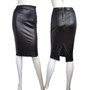 2020 European and American style high waist faux leather skirt with zippered back split skirt
