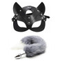 Fox Tail Anal Plug Metal Anus Butt Plug Adult Sex Products SM Women Leather Eye Mask and Collar Catwoman Cosplay Adult Games