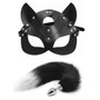 Fox Tail Anal Plug Metal Anus Butt Plug Adult Sex Products SM Women Leather Eye Mask and Collar Catwoman Cosplay Adult Games
