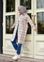 Square Pattern Lumberjack Women's Hijab Flannel Shirt New Arrival Women Vintage Oversized Blouse Batwing Sleeve Turn Down Collar