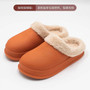 WEH Winter slippers men waterproof home warm indoor outdoor leather bag with cotton shoes non-slip slides room slippers shoes