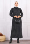 Turtleneck Pattern Hijab Dress Black-White Women Long Winter Abaya امرأة ستر Autumn Arabic Marocian Turkish Dress Dubai Fashion