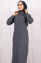 Turtleneck Pattern Hijab Dress Black-White Women Long Winter Abaya امرأة ستر Autumn Arabic Marocian Turkish Dress Dubai Fashion