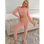 Justchicc Knitted Tracksuit Two Piece Set Sweater Long Sleeve Crop Tops And Long Pants Set Sexy Autumn 2 Piece Set Women Outfits