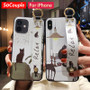 SoCouple Case For iPhone 11 Phone Holder Case for iPhone 11 12 Pro Max X Xs Max XR 7 8 Plus SE Cute Cat TPU Wrist Strap Cover