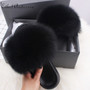 Real Fox Fur Slides For Women Furry Plush Slippers With Raccoon Fur Female Cute Fluffy Designer Wholesale Flip Flops Shoes