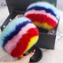 Real Fox Fur Slides For Women Furry Plush Slippers With Raccoon Fur Female Cute Fluffy Designer Wholesale Flip Flops Shoes