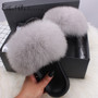 Real Fox Fur Slides For Women Furry Plush Slippers With Raccoon Fur Female Cute Fluffy Designer Wholesale Flip Flops Shoes