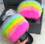 Real Fox Fur Slides For Women Furry Plush Slippers With Raccoon Fur Female Cute Fluffy Designer Wholesale Flip Flops Shoes