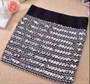 Sequined Skirts Sexy Bling Skirt for Women Party Elastic Stretch Skirt High Fashion Club Pencil Mini Black Skirt Skinny Skirt