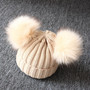 2Pcs Winter New Thick Warm Baby Hat Scarf for Boy Girl Set Cute Double Pompom Kids Children Beanie Scarves for Boys Girls