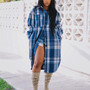 Autumn Spring Long Plaid Shirt Women Casual Long Sleeve Pocket Button Up Collared Blouse Top Clothes Fashion New