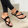 2020 Women Summer Slippers Fashion Buckle Flip Flops Slippers Solid Women Shoes Casual Flats Beach Ladies Plus Size
