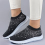 Vulcanized Shoes Sneakers Women Trainers Knitted Sneakers Ladies Slip-on Sock Shoes Sparkly Crystal Zapatillas Mujer Casual