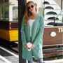 Green Sweater Cardigan Autumn Winter Ladies Knitted Long Sleeve Pockets Tops Women Comfy Knitwear Womens Fashion Coat Mujer 2020