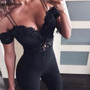 UpAvonu Bandage Jumpsuit 2020 New Arrivals Summer Black Women Bandage Bodysuit Off Shoulder Lace Sexy Bodycon Bandage Jumpsuit