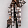 FSDA Plaid Long Coat Fashion Women Autumn Winter Long Sleeve Loose Pocket Ladies Casual Jacket Elegant Outwear 2021