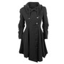 Autumn Winter Women Long Jacket Coat Slim Plus Size Button Female Black Wool Blend Coats Vintage Aysmmetrical Hooded Overcoat