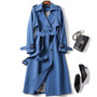 2020 Autumn Elegant Long Women Trench Lace Up Waist Casual Solid V Neck Overcoat Plus Size Long Sleeve Windbreaker Female Trench