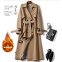 2020 Autumn Elegant Long Women Trench Lace Up Waist Casual Solid V Neck Overcoat Plus Size Long Sleeve Windbreaker Female Trench