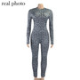 Simenual Zipper Printed Sporty Fitness Bodystocking Women Long Sleeve 2020 Autumn Winter Bodycon Rompers Jumpsuits Active Wear