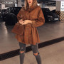 NANKEY Blue PU Leather Short Dress With Belt Women Oversized Streetwear Jacket Clothing Single Buckle Autumn Winter Outfits