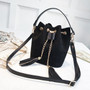 #H30 Vintage Fashion Small Women Leather Bucket Bag Handbag Tassel Drawstring Shoulder Bag Messenger Crossbody Bags Purses