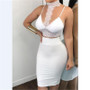 2019 Women Sexy 2 Piece Bodycon Sleeveless Skirts Ladies Two Piece Casual Skirt Set Lace Up Dress Summer Party Clubwear White