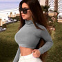 Women Fashion Slim Long Sleeve Crop Top 2020 New Ladies Solid Color Turtle Neck Tight T-Shirts Summer Spring Absorption Tee Tops