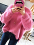 Sweater Cashmere Women Rose Red Fashion Winter Mohair Wool Plush ladies Blue Velvet Thick Pullover
