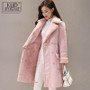 Women Suede Fur Winter Coat 2018 Fashion Thick Faux Sheepskin Long Jacket Overcoat Female Solid Warm Trench Coats