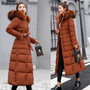 Cotton Hot Sale Solid Full Pockets Zippers Female Long Coat 2019 New Slim Parka Padded Jacket Winter Thick Warm Windbreaker